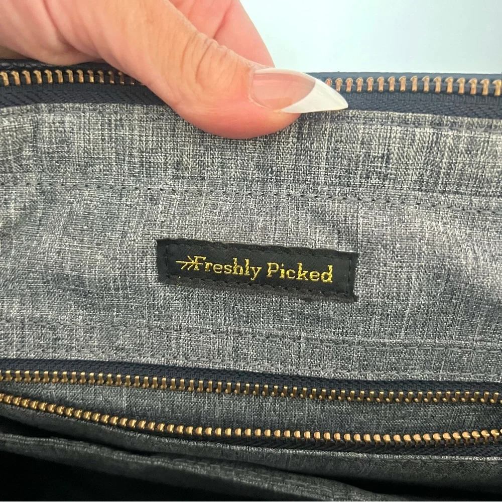 Freshly Picked Everyday Tote Diaper Bag Navy Blue Faux Leather Insulated Pocket
